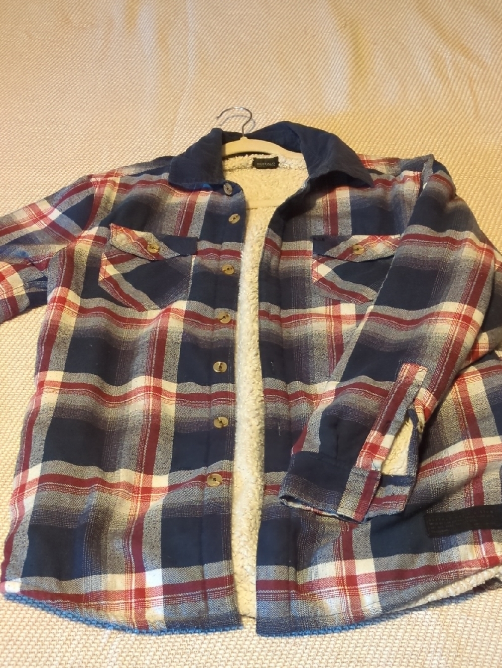 Buffalo David Bitton Men’s Navy Blue Red White Plaid Button-Down Shirt